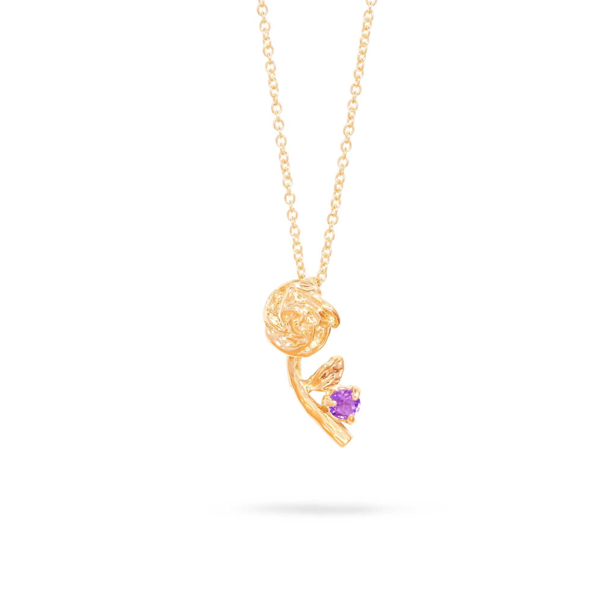 Stone and Strand 10K Yellow Gold Rose Charm With Citrine Necklace Front Image