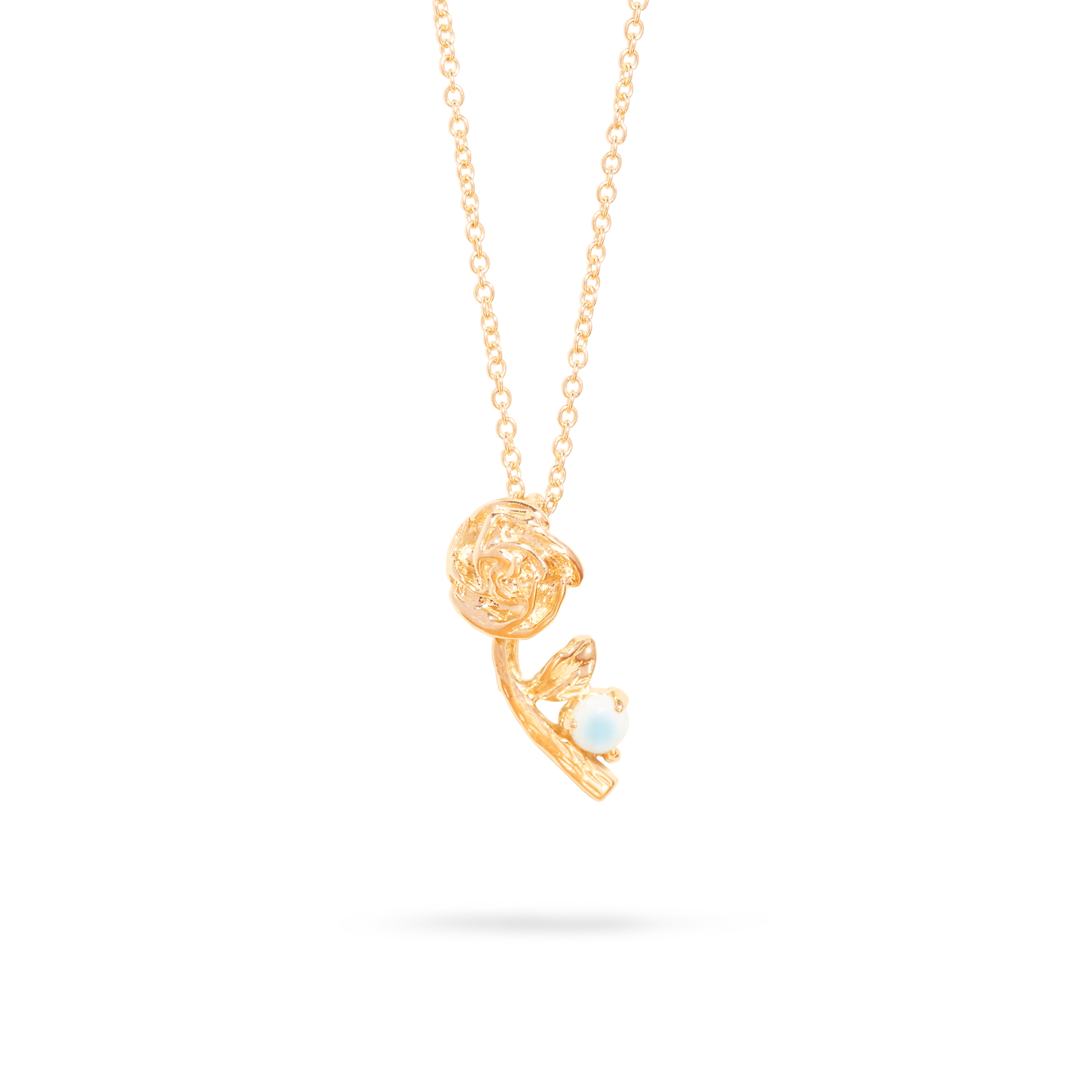 Stone and Strand 10K Yellow Gold Rose Charm With Opal Necklace Front Image