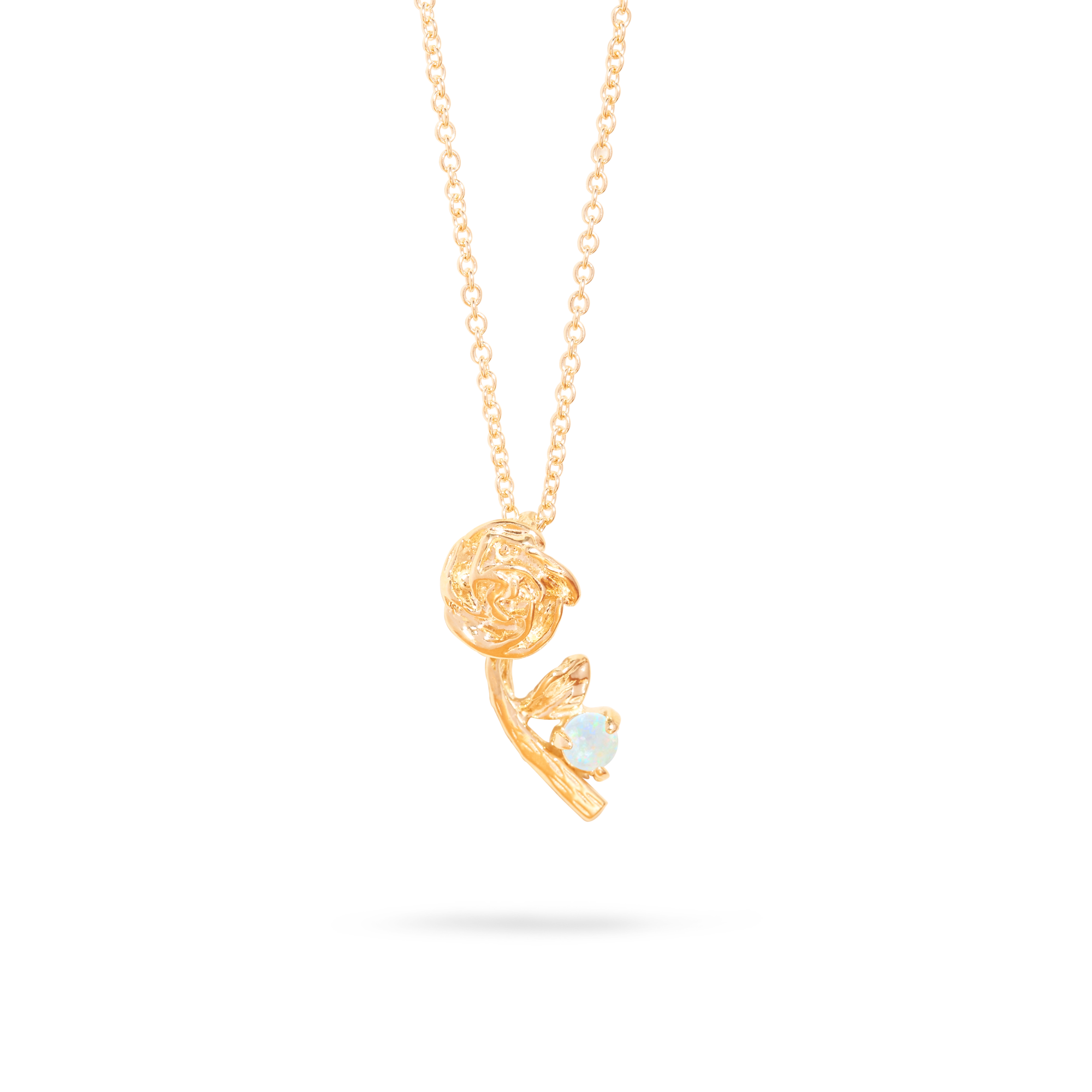 Rose Charm With Birthstone Necklace | Moonstone