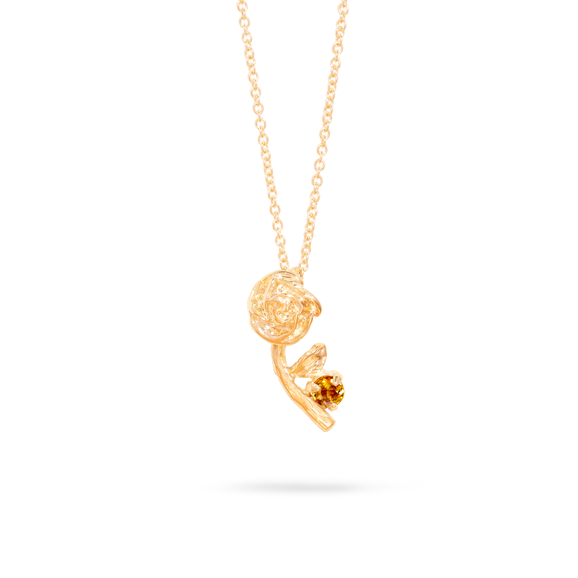 Stone and Strand 10K Yellow Gold Rose Charm With Emerald Necklace Front Image