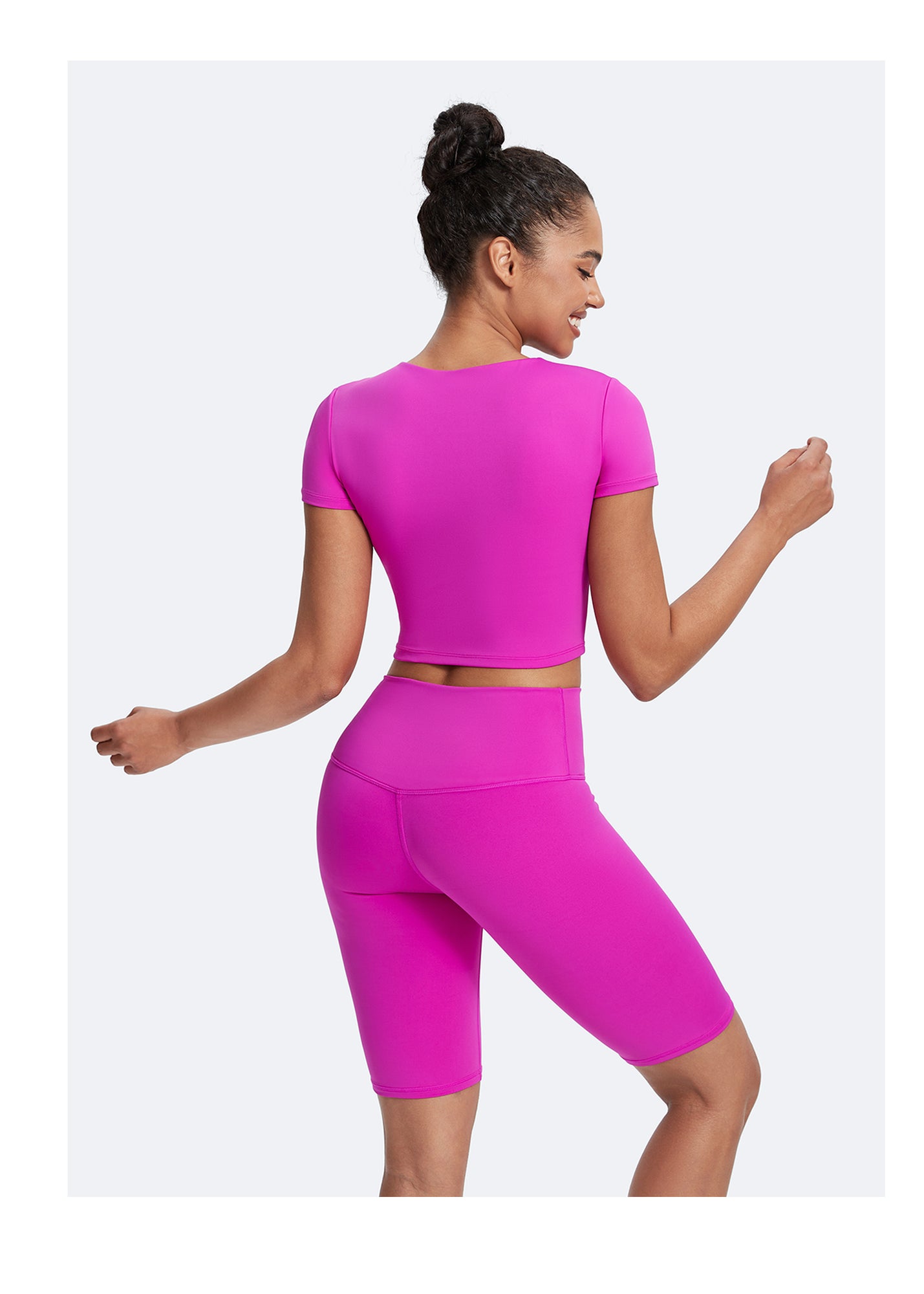 Round Neck Crop Top | Glow Pink