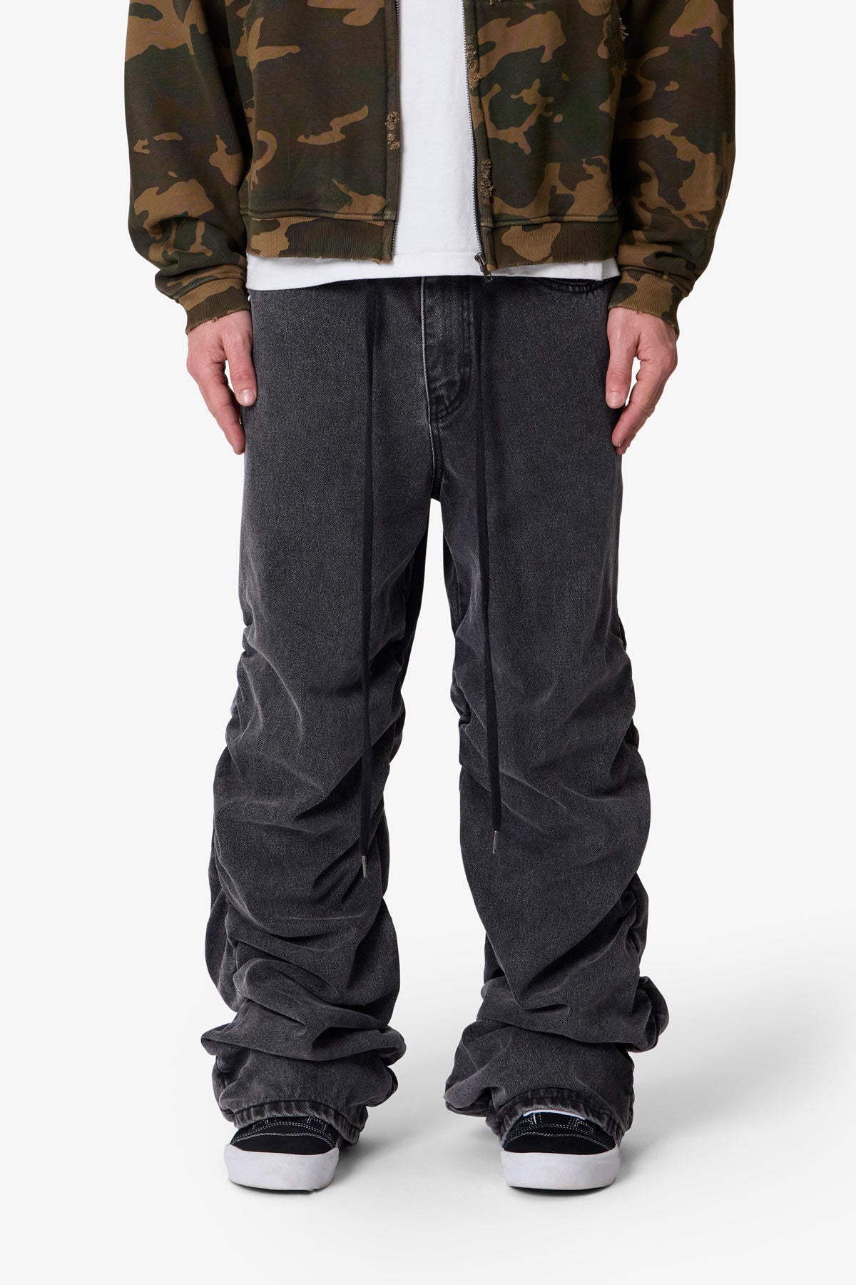 Ruched Denim | Washed Black