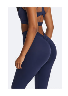 Ruched High-Waisted Leggings | Navy Blue