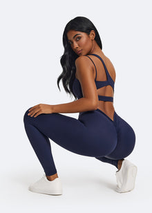 Ruched High-Waisted Leggings | Navy Blue