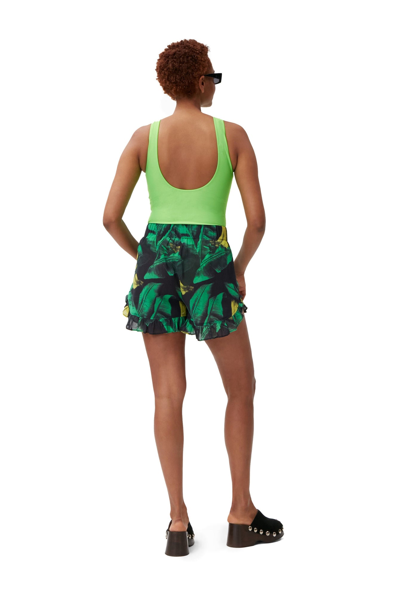 Ruffled Beach Shorts | Banana Tree Black