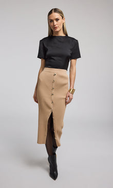 Addie Rib Skirt | Camel