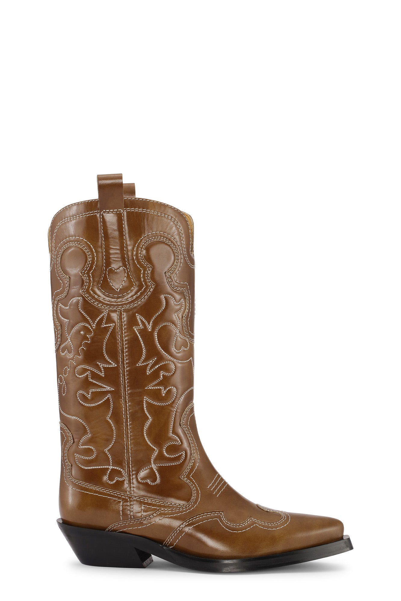Mid Shaft Embroidered Western Boot | Tiger's Eye