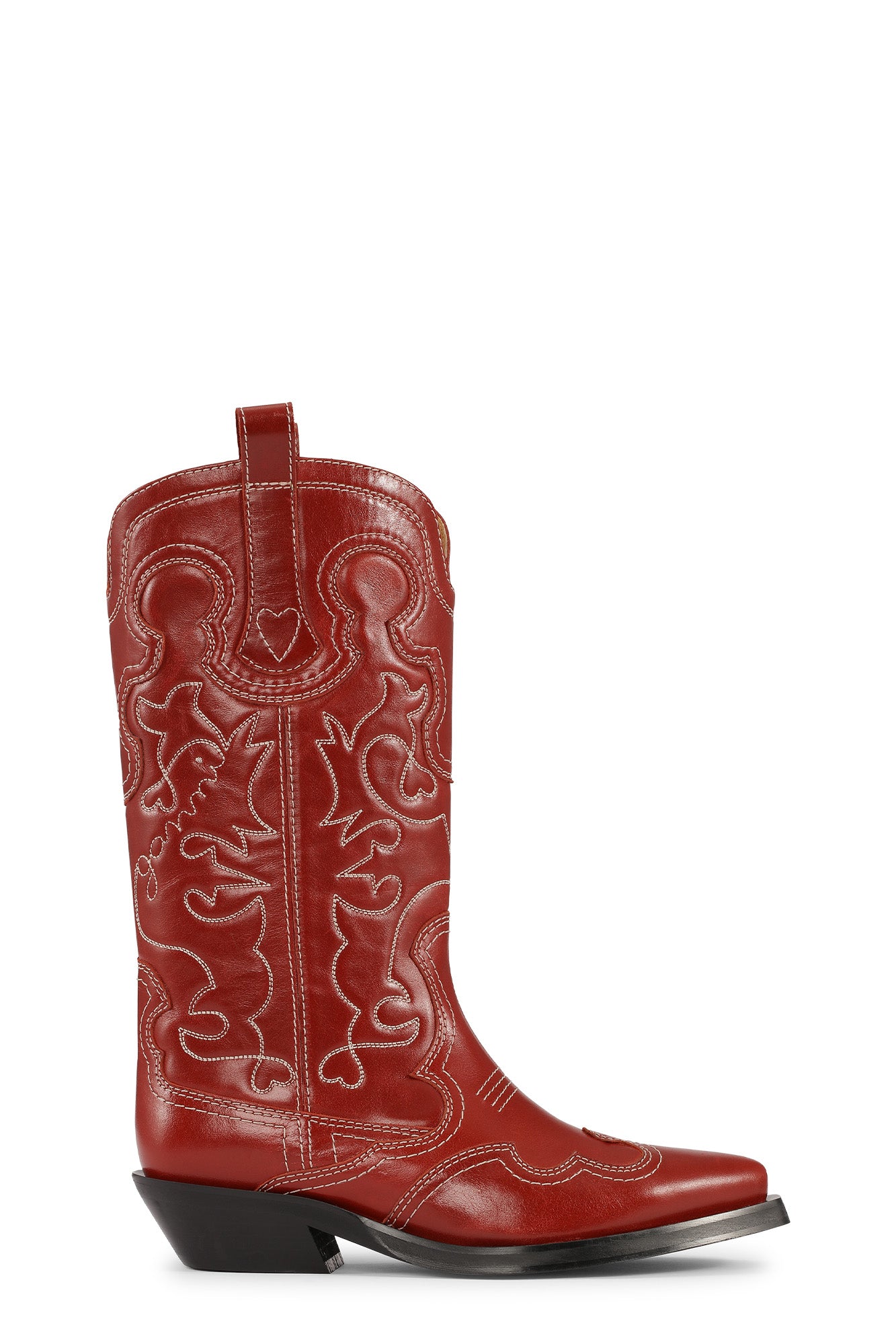 Mid Shaft Embroidered Western Boot | Barbados Cherry