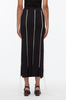 Knit Midi Skirt with Piping | Midnight/Ivory