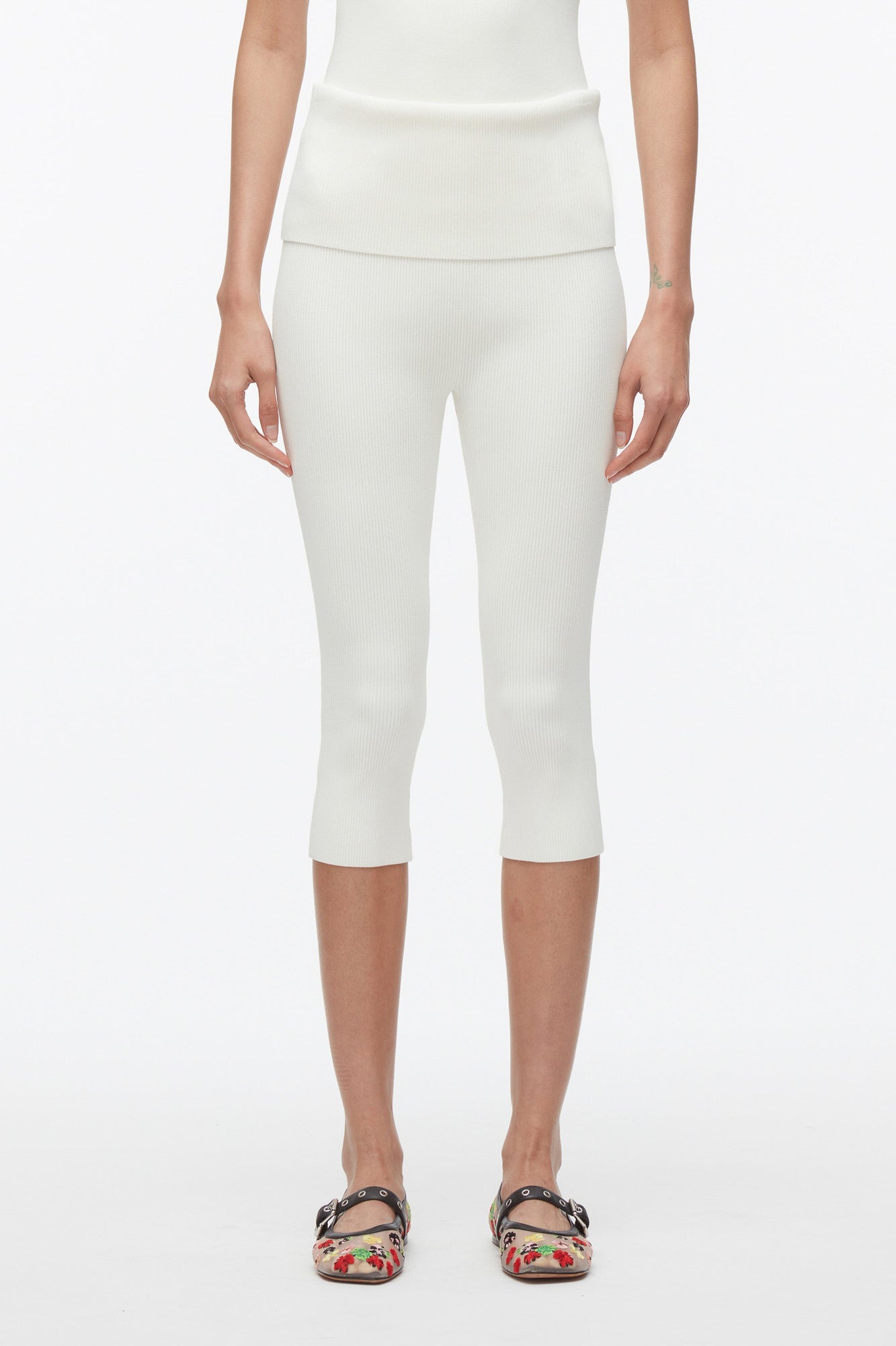 Compact Rib Capris | Ivory
