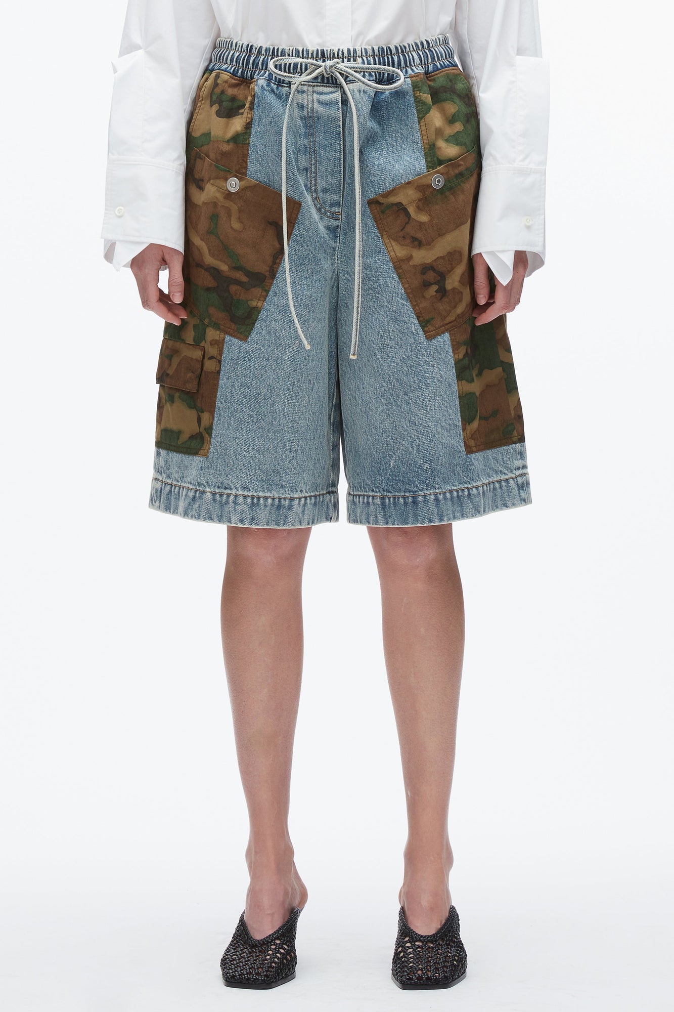 Patchwork Camo Basketball Short | Dark Olive Multi