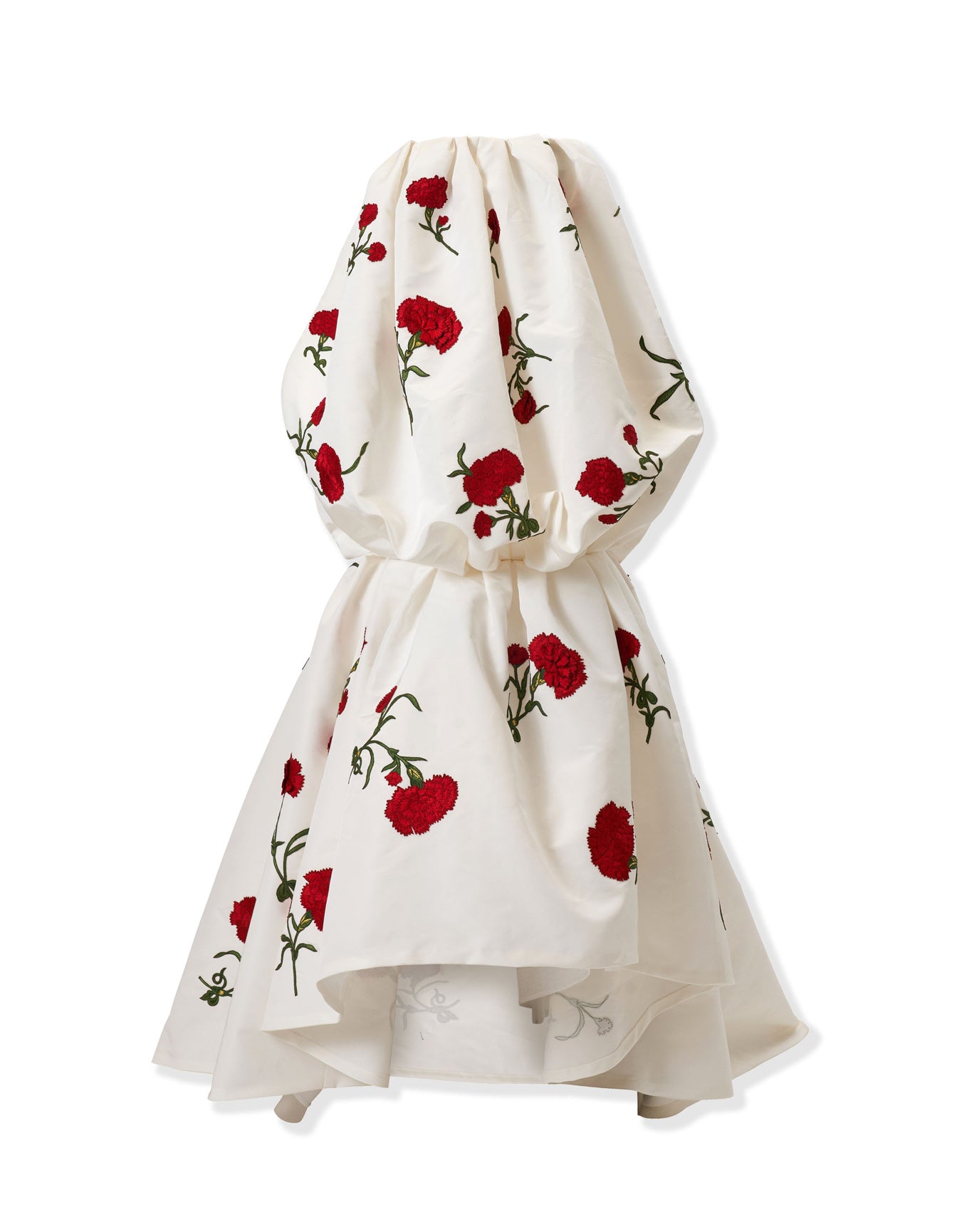 Embroidered Strapless Bubble Gown | Ivory Multi