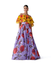 Off-Shoulder Ruffle Top | Saffron Multi