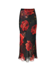 Midi Slip Skirt | Black Multi