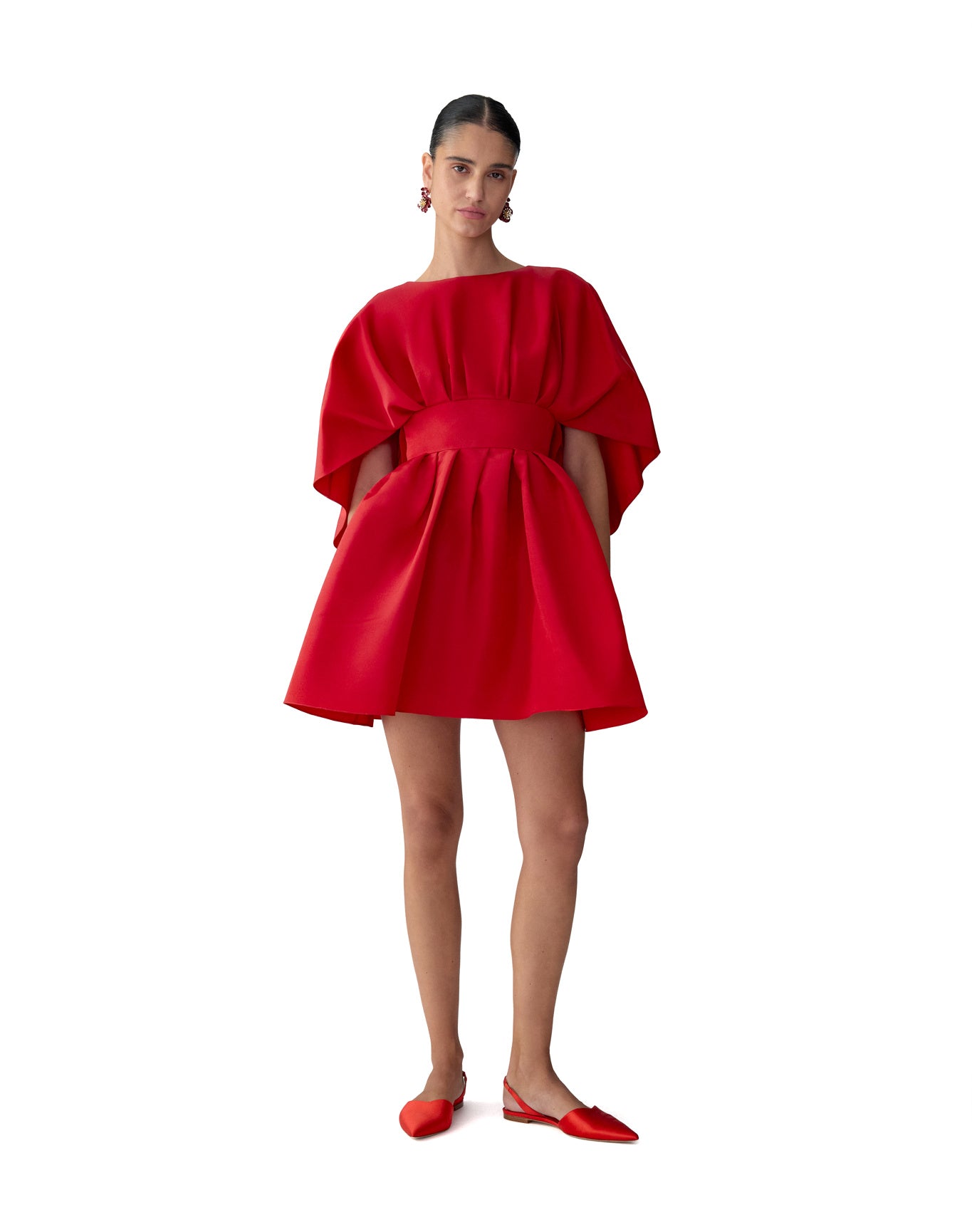 Fan Bodice Dress | Herrera Red