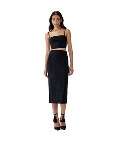 Embroidered Pencil Skirt | Black/Black