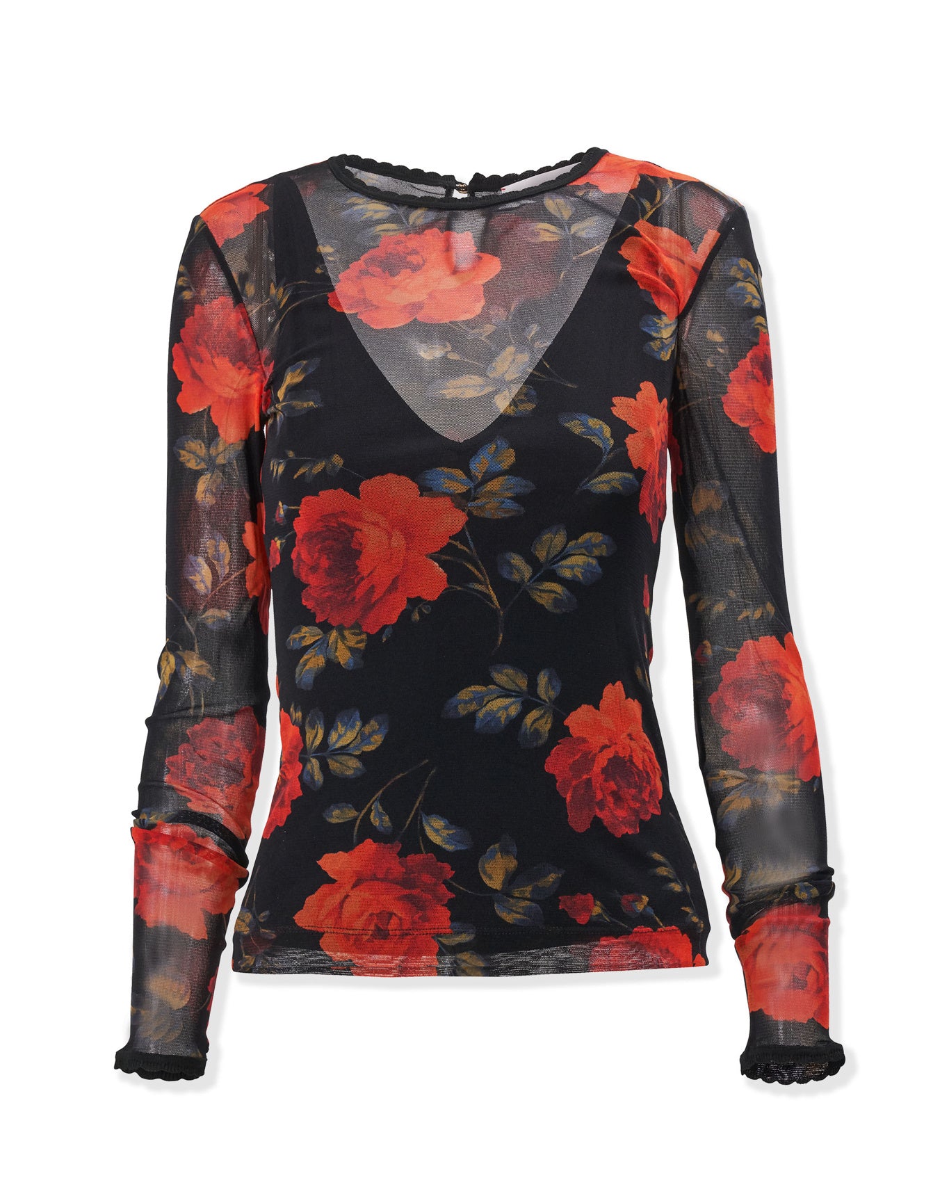 Long Sleeve Crewneck Top | Black Multi