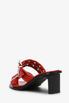 Feminine Buckle Heel Mule Sandal Naplack | Racing Red