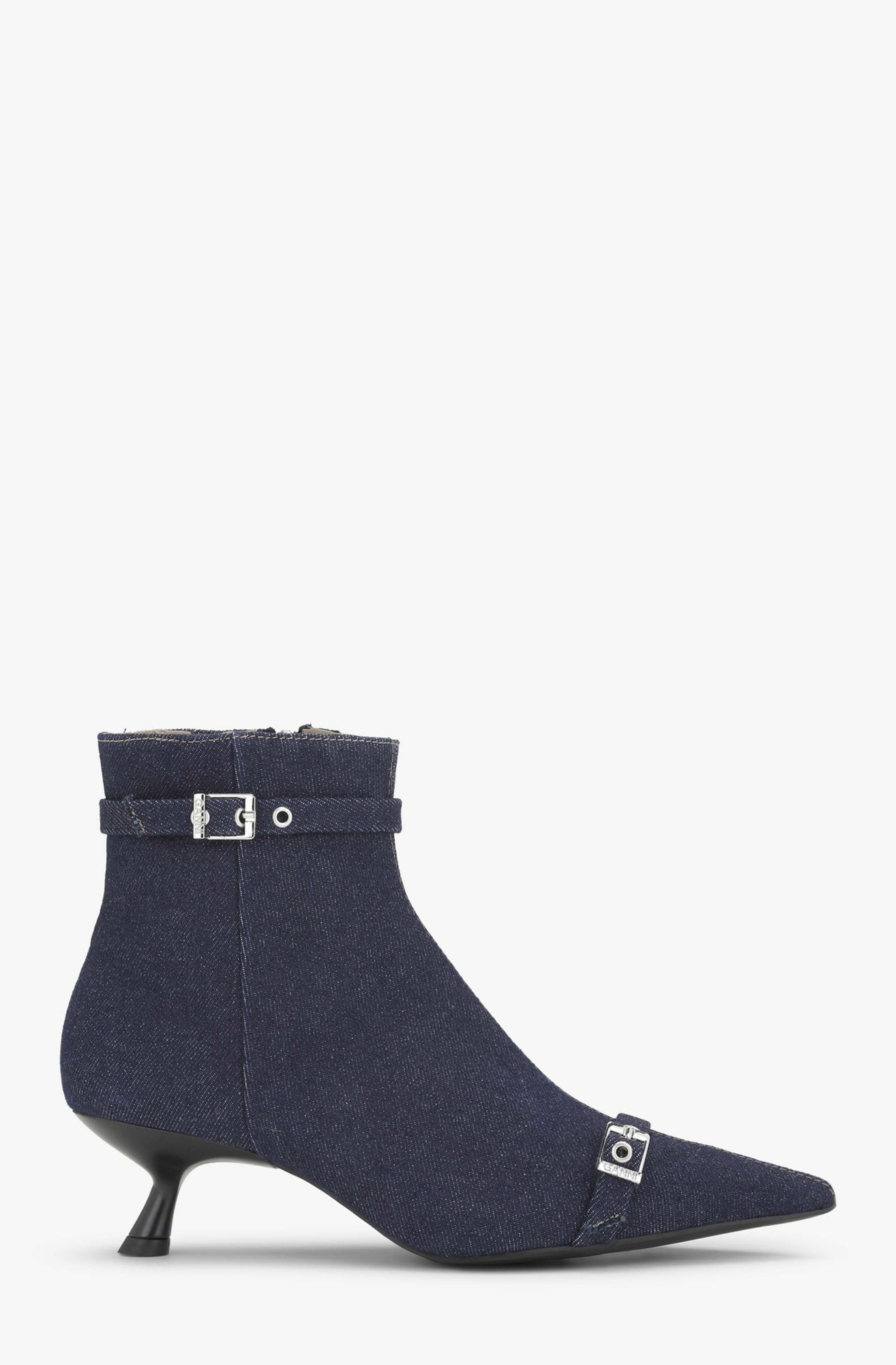 Eyelets Kitten Heel Boot Denim | Dark Navy