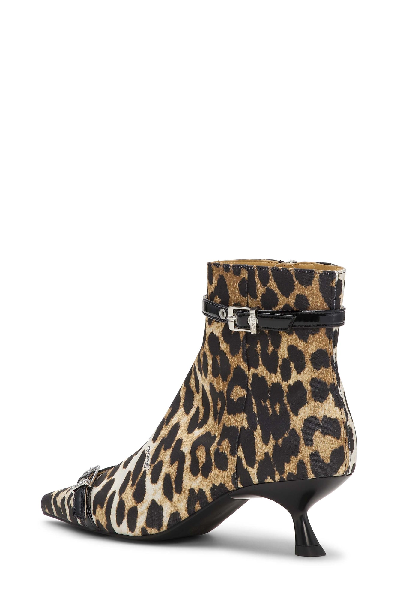 Eyelets Kitten Heel Boot Satin Print | Leopard
