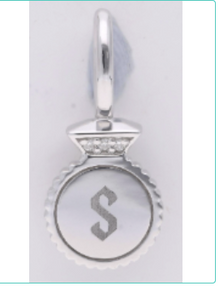 Circle Dog Tag Charm | Sterling Silver | White Lab Diamond