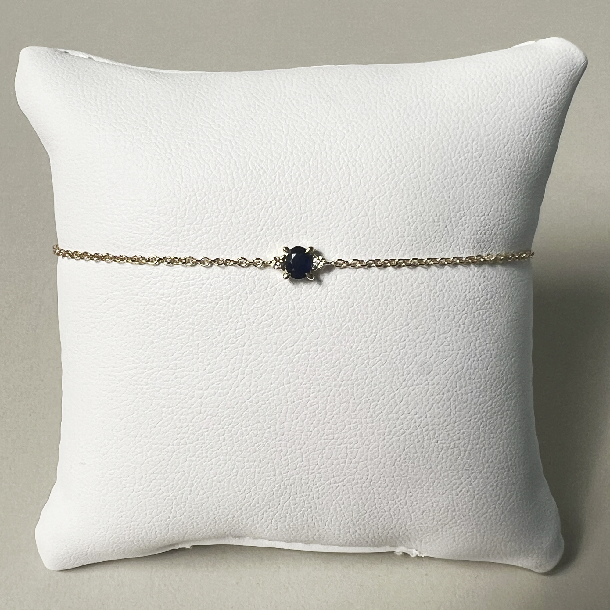 Luxe Dainty Bracelet | 10K Yellow Gold | Blue Sapphire/White Diamond