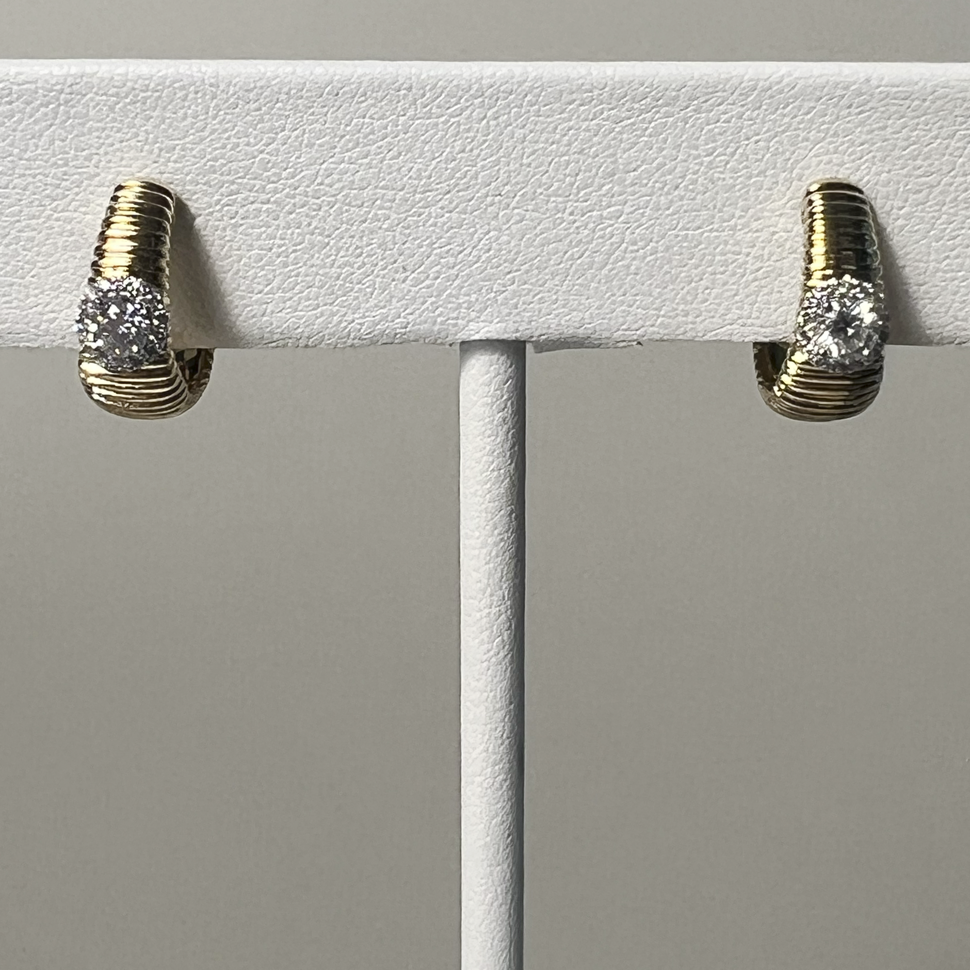 Fluted Diamond Huggies | 14K Yellow Gold | 0.49 CTW (Approx) White Diamond