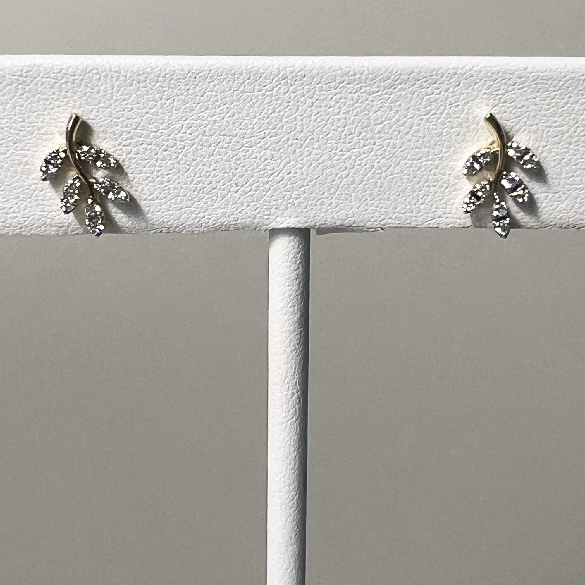 Pave Branch Studs | 10K Yellow Gold | 0.26 CTW (Approx) White Diamond