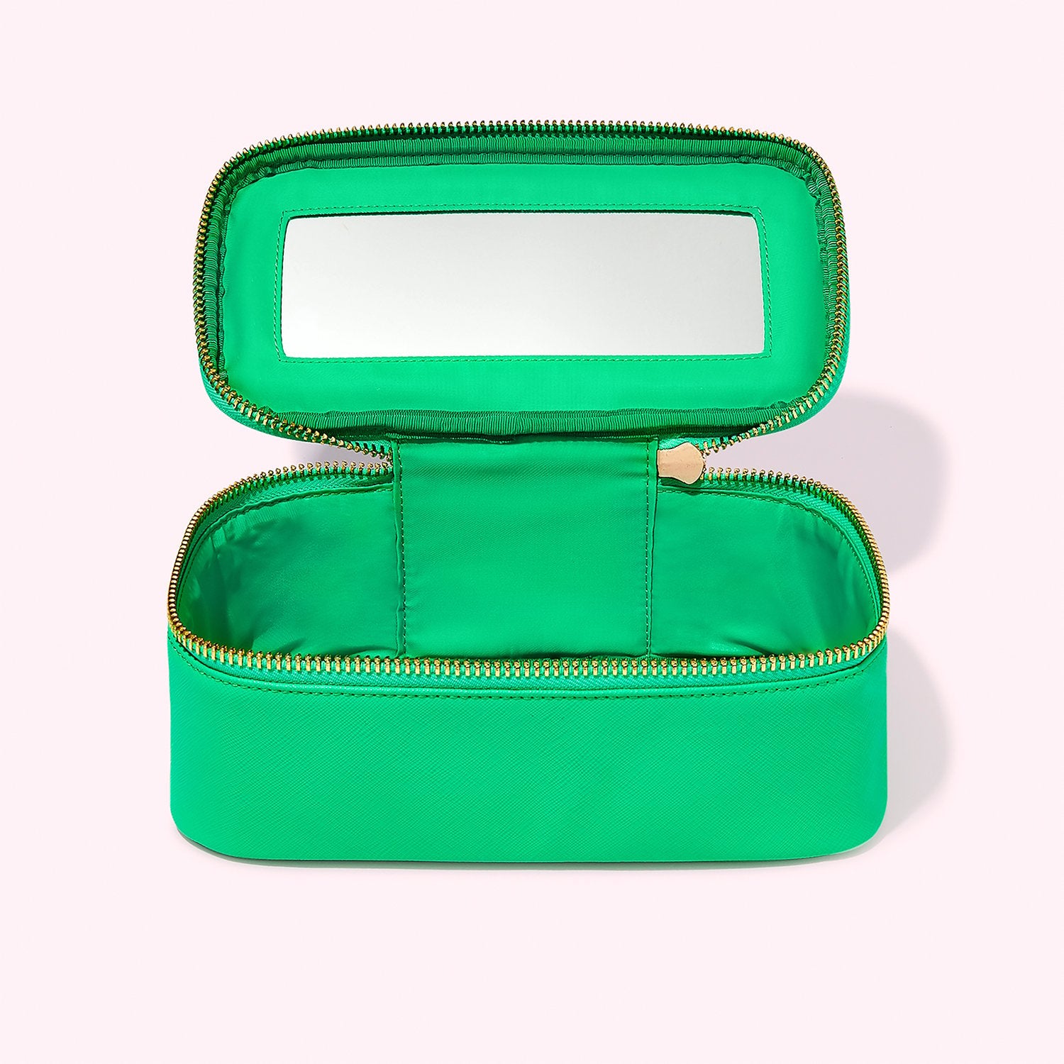 Textured Open Top Mirror Pouch | Avocado