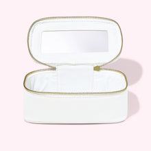 Textured Open Top Mirror Pouch | Blanc