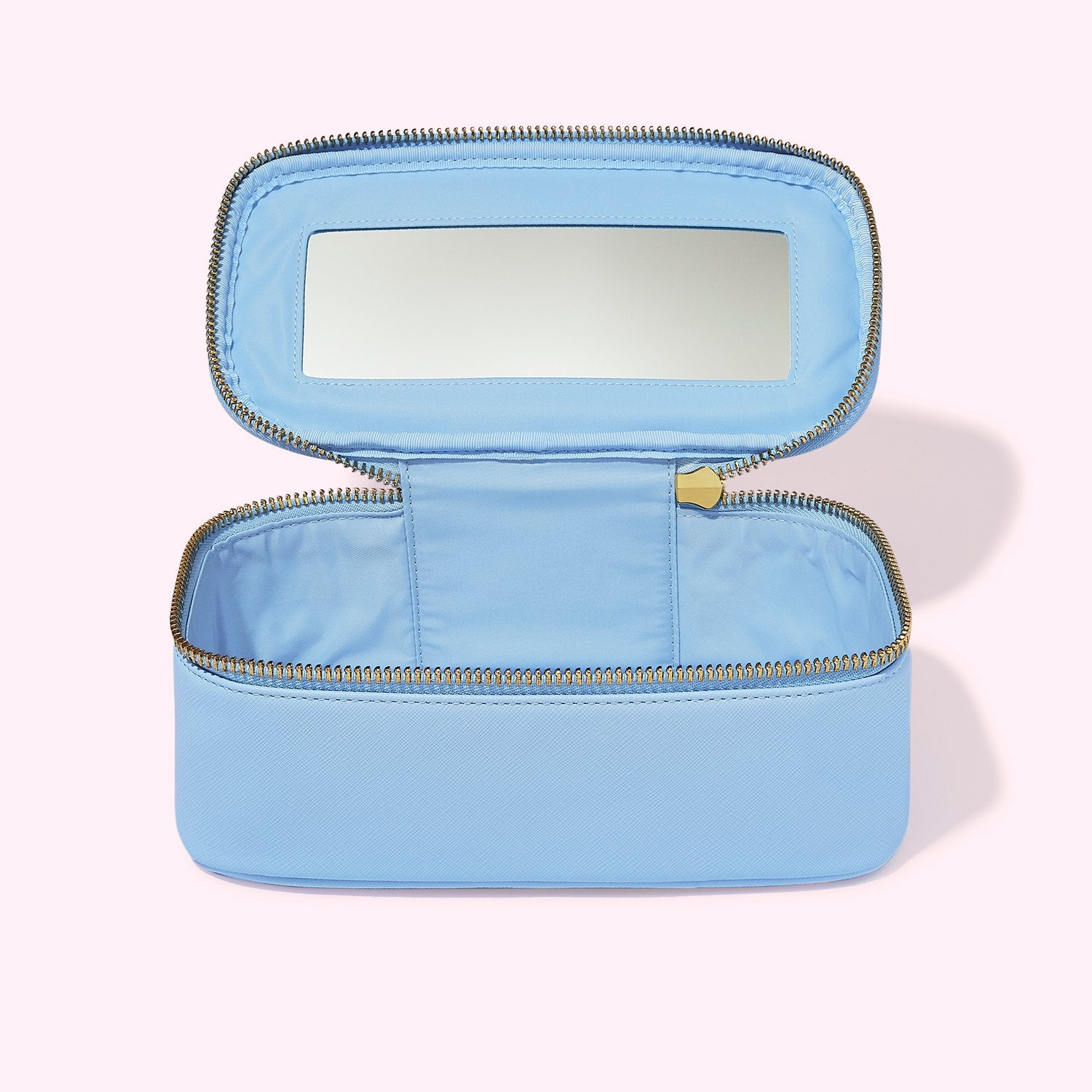 Textured Open Top Mirror Pouch | Periwinkle