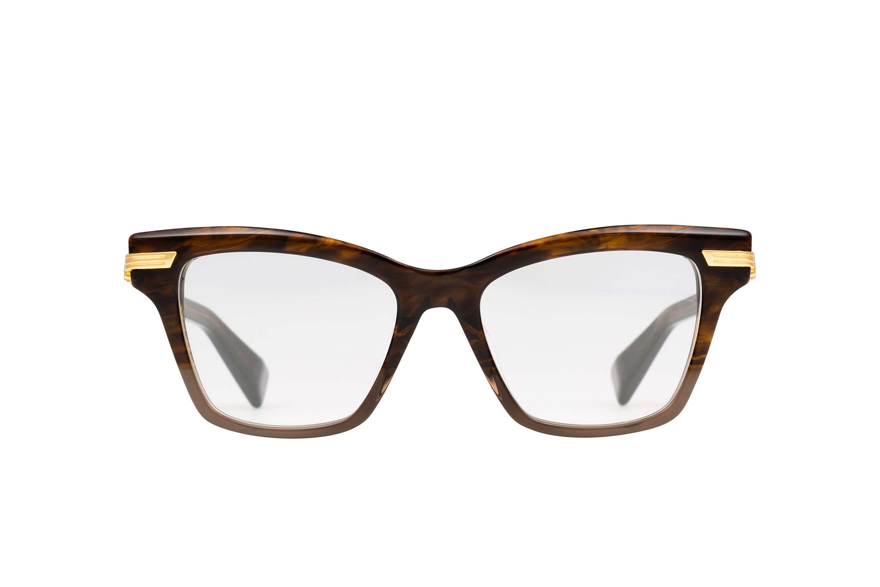 Womens | Sentinelle - III Optical | Dark Brown Swirl to Light Brown Crystal - Gold | Clear