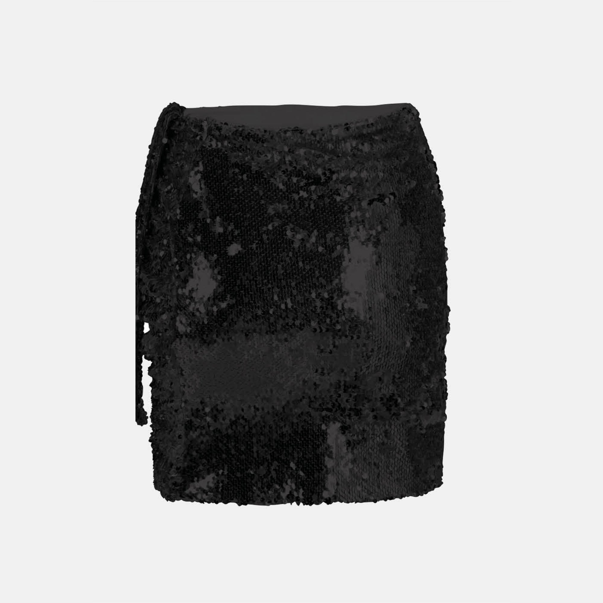 OW Collection Sequin Skirt | Black Caviar