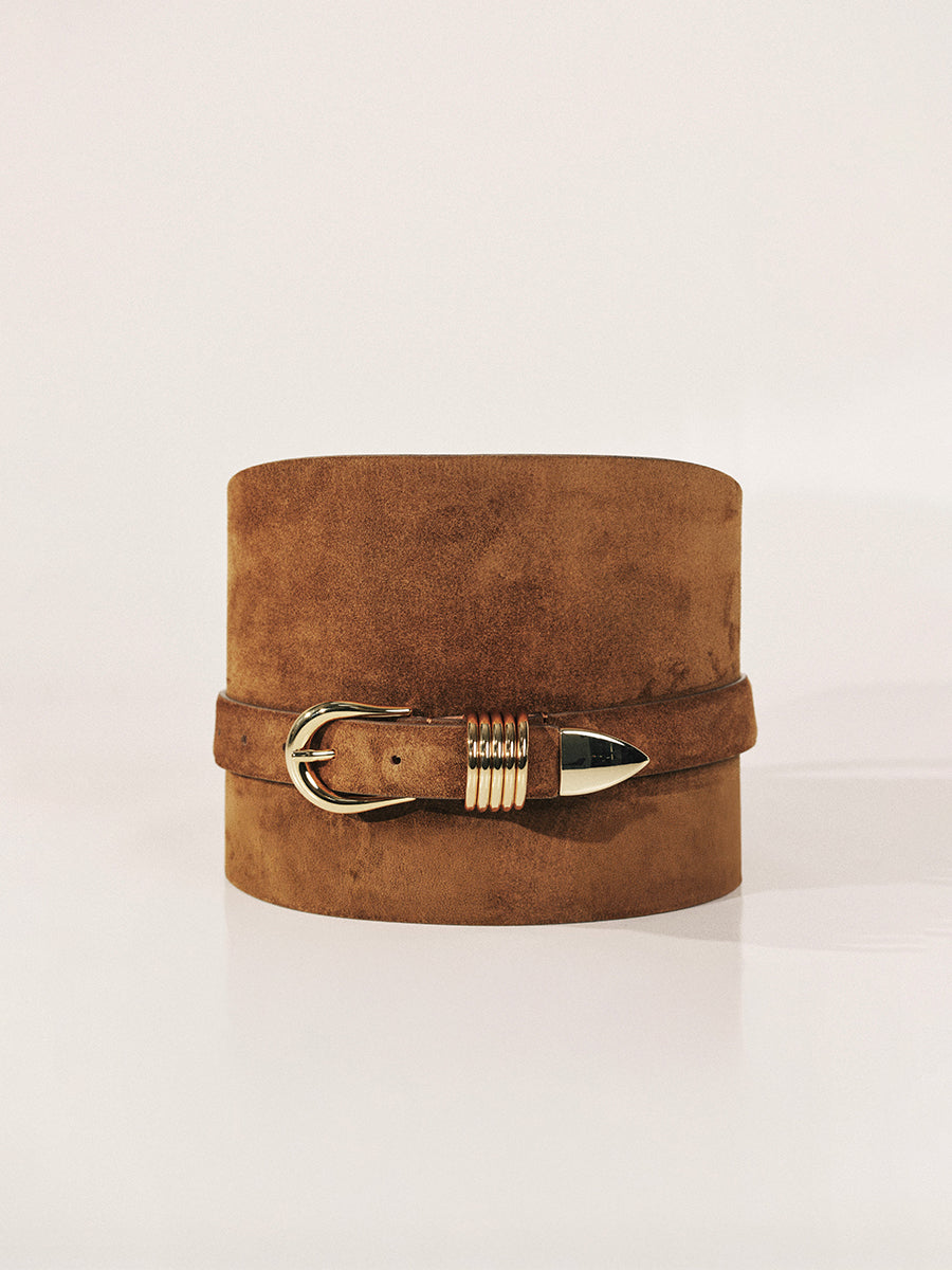 Bodice Corset Suede Short Belt | Ochre & 24K Gold