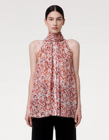 Another Tomorrow Silk Chiffon Scarf Blouse in Sedona Multi – Silk Women's Top