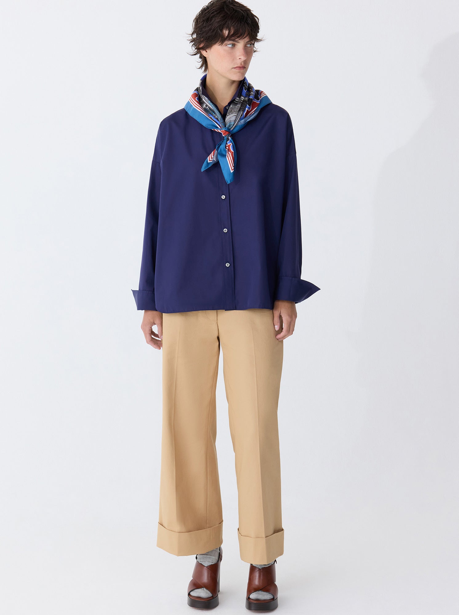 Sirene Scarf-Back Shirt | Navy