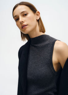 Silk Sweater Layering Mockneck | Heather Charcoal