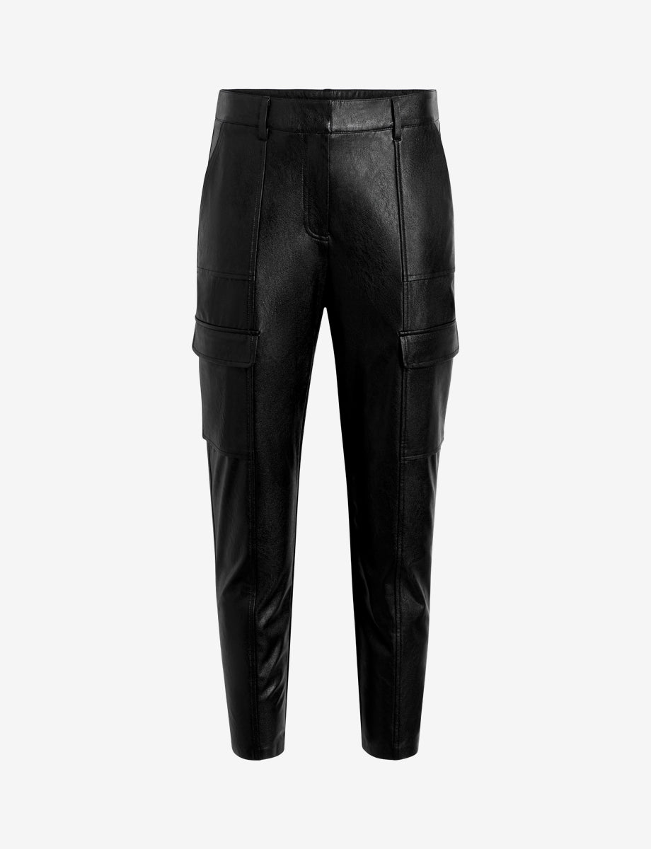Faux Leather 7/8 Utility Trouser::Black::Main
