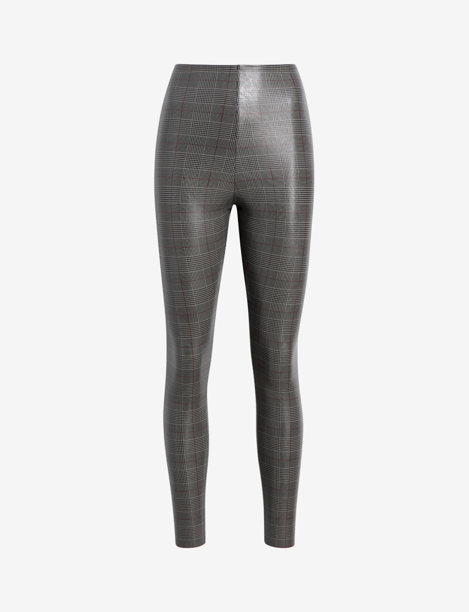Faux Leather Print Legging::Glen Plaid::Main