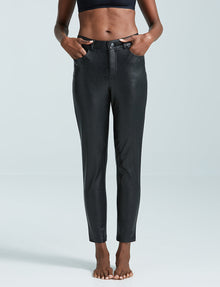 Faux Leather Five Pocket Pant::Black::Hover