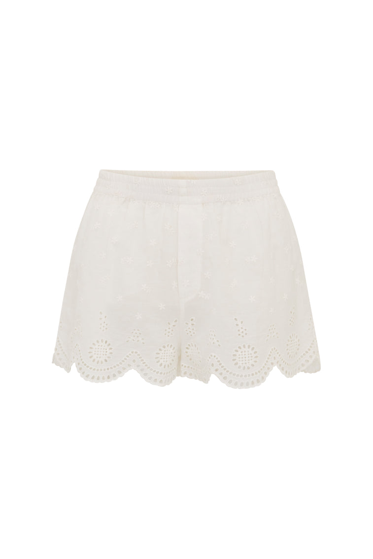 Sorin Cotton Eyelet Cover-Up Shorts | Optic White