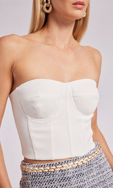 Elaia Crepe Bustier | White