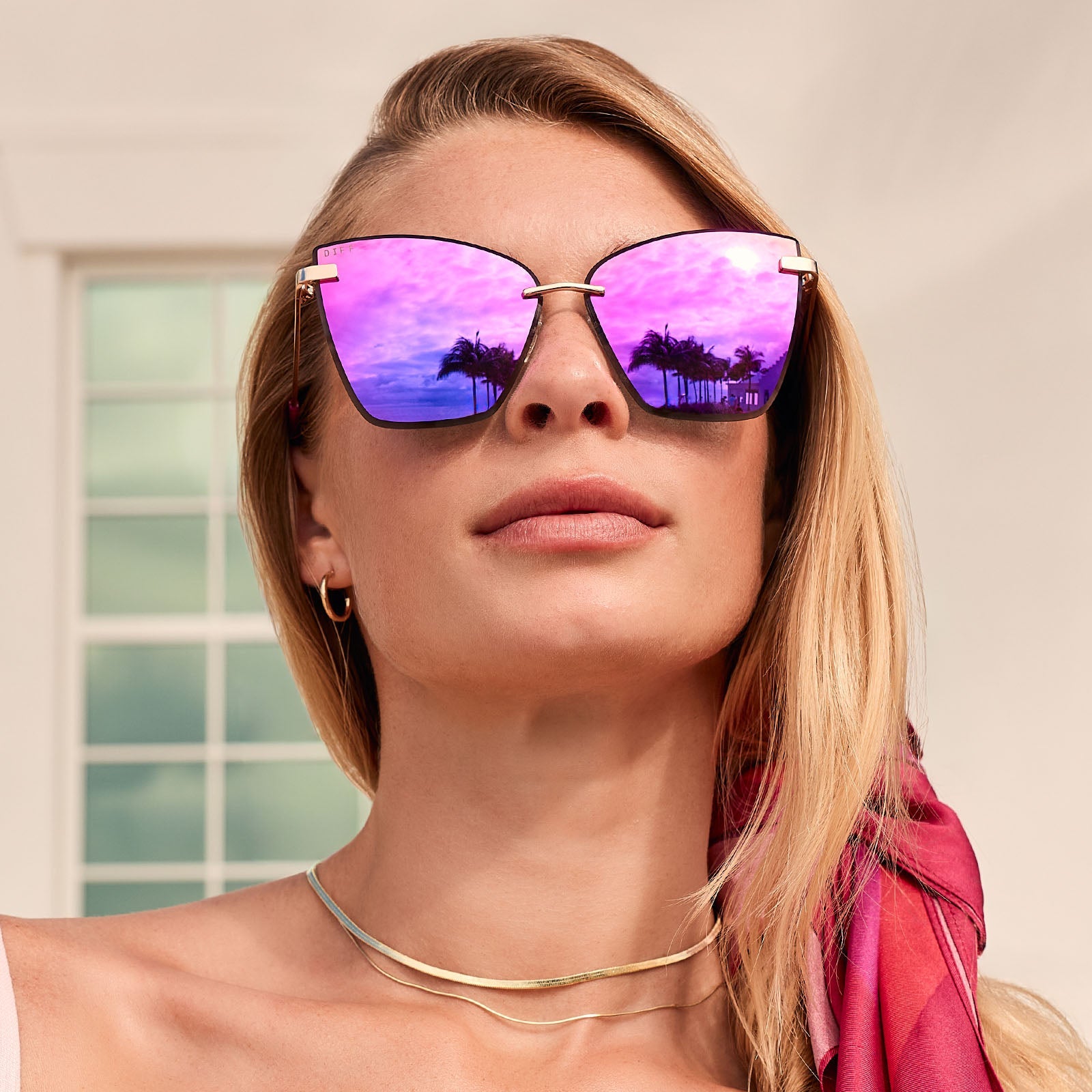 Womens | Becky V Sunglasses | Gold | Pink Rush Lenses