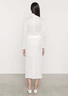 Sequin Cropped L/S Mock Neck | Off White