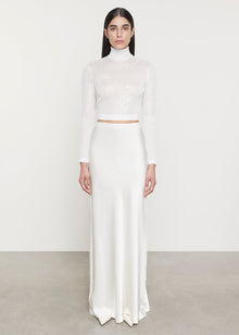 Sequin Cropped L/S Mock Neck | Off White