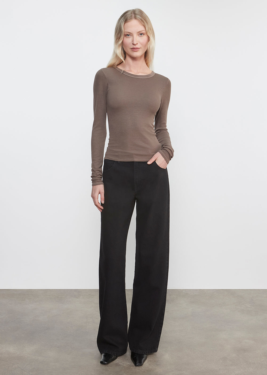 Silk Rib L/S Crew | Mushroom