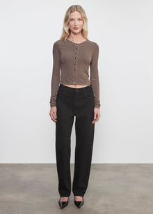 Silk Rib Essential Cardigan | Mushroom