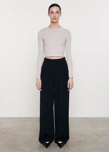 Silk Rib L/S Tuck Top | Salt