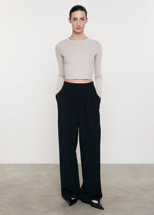 Silk Rib L/S Tuck Top | Salt