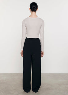 Silk Rib L/S Tuck Top | Salt